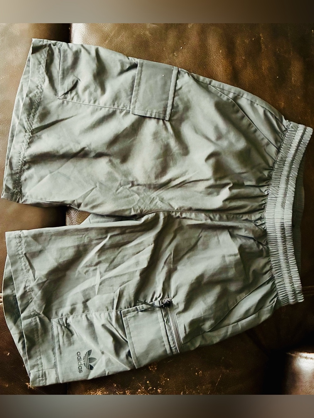 BNWT Adidas Grey Cargo Shorts with Elastic Drawstring